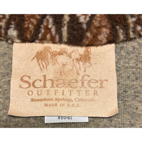 RARE VINTAGE Native American Coat Schaefer Outfitter Warm Fleece, Made USA LARGE - Picture 8 of 10
